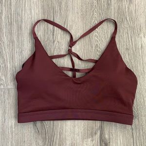 Merlot colored strappy Nike sports bra